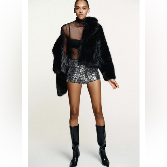 Zara SEQUIN MINI SHORTS - Picture 13 of 14